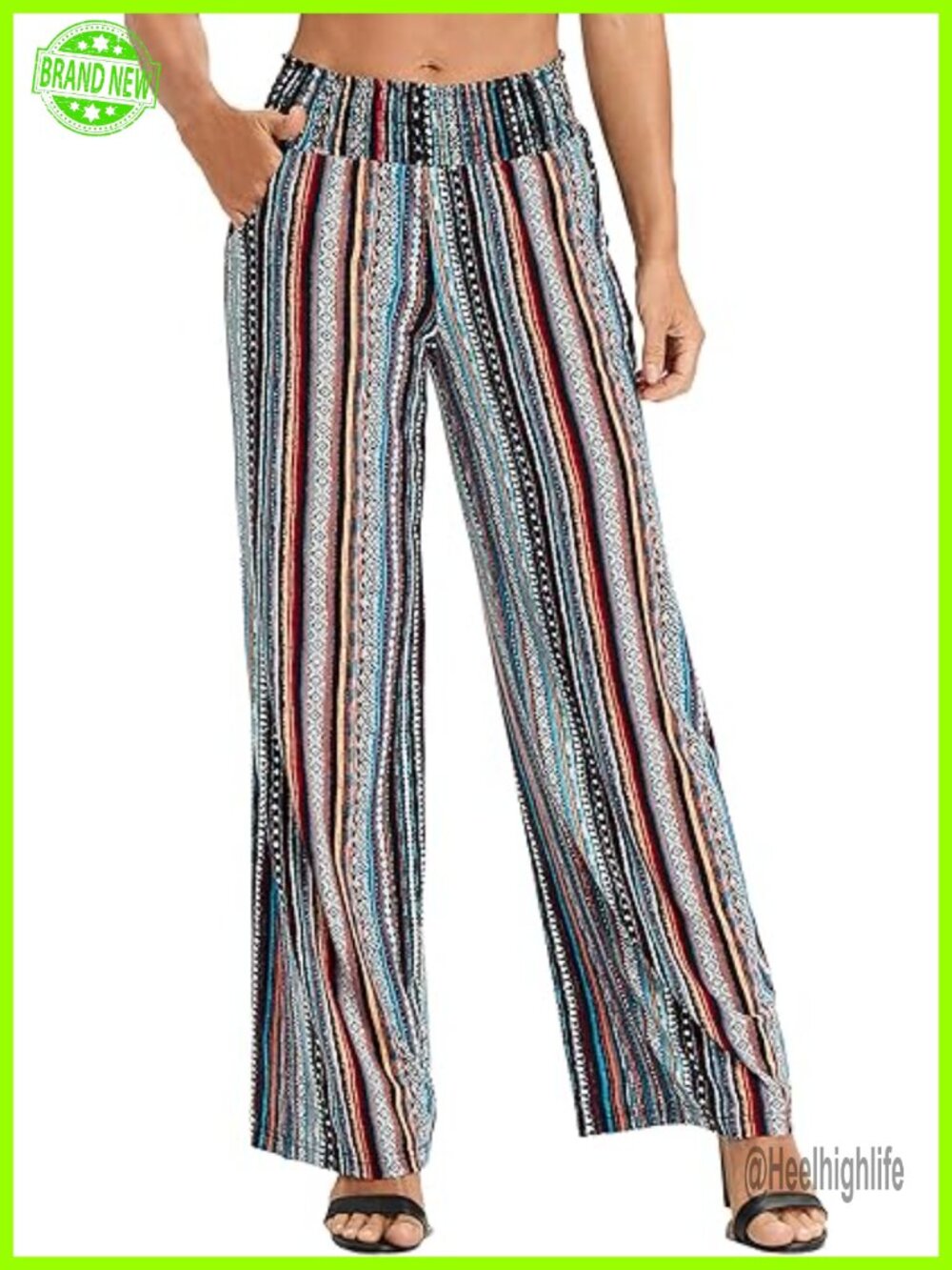 Boho Palazzo Pants Wide Leg High Waisted Lounge Pockets